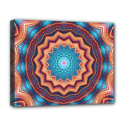 Blue Feather Mandala Deluxe Canvas 20  X 16   by designworld65