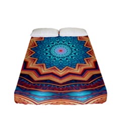 Blue Feather Mandala Fitted Sheet (full/ Double Size) by designworld65