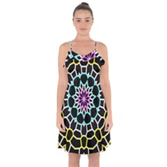 Colored Window Mandala Ruffle Detail Chiffon Dress by designworld65