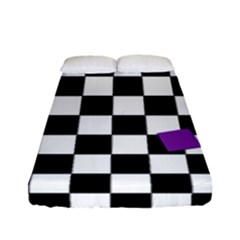 Dropout Purple Check Fitted Sheet (full/ Double Size) by designworld65