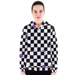 Dropout Purple Check Women s Zipper Hoodie by designworld65