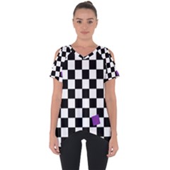 Dropout Purple Check Cut Out Side Drop Tee by designworld65