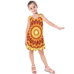 Powerful Love Mandala Kids  Sleeveless Dress by designworld65