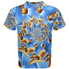 Gold Blue Bubbles Spiral Men s Cotton Tee by designworld65