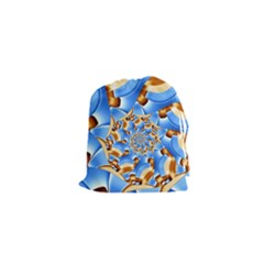 Gold Blue Bubbles Spiral Drawstring Pouches (xs)  by designworld65