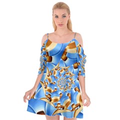 Gold Blue Bubbles Spiral Cutout Spaghetti Strap Chiffon Dress by designworld65