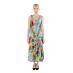 Irritation Funny Crazy Stripes Spiral Sleeveless Maxi Dress by designworld65