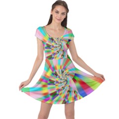 Irritation Funny Crazy Stripes Spiral Cap Sleeve Dress