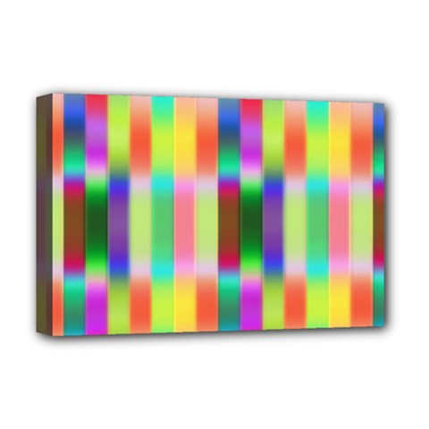 Multicolored Irritation Stripes Deluxe Canvas 18  X 12  