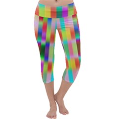 Multicolored Irritation Stripes Capri Yoga Leggings by designworld65