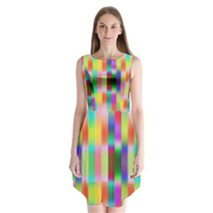 Multicolored Irritation Stripes Sleeveless Chiffon Dress  