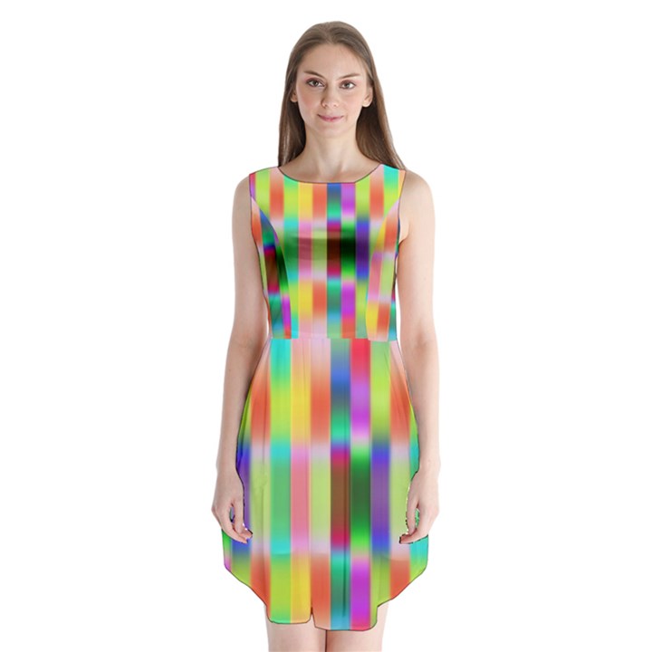 Multicolored Irritation Stripes Sleeveless Chiffon Dress  