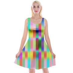 Multicolored Irritation Stripes Reversible Velvet Sleeveless Dress