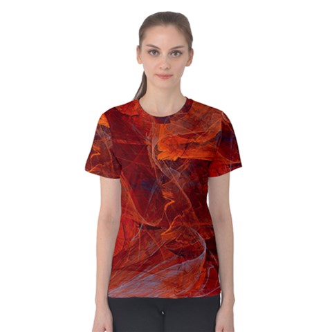 Swirly Love In Deep Red Women s Cotton Tee by designworld65