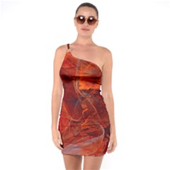 Swirly Love In Deep Red One Soulder Bodycon Dress by designworld65