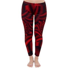 Metallic Red Rose Classic Winter Leggings by designworld65