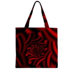 Metallic Red Rose Zipper Grocery Tote Bag by designworld65
