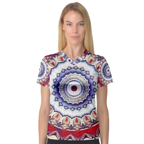 Romantic Dreams Mandala V-neck Sport Mesh Tee by designworld65