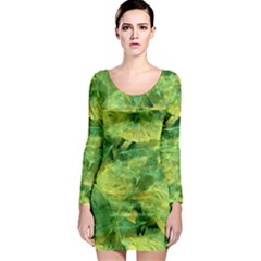 Green Springtime Leafs Long Sleeve Bodycon Dress by designworld65