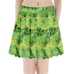 Green Springtime Leafs Pleated Mini Skirt by designworld65