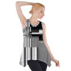 Black And White Endless Window Side Drop Tank Tunic by designworld65