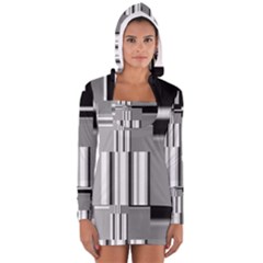 Black And White Endless Window Long Sleeve Hooded T-shirt by designworld65