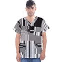 Black And White Endless Window Men s V-Neck Scrub Top View1