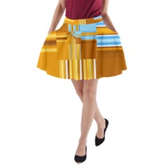 Endless Window Blue Gold A-line Pocket Skirt by designworld65