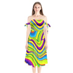 Summer Wave Colors Shoulder Tie Bardot Midi Dress