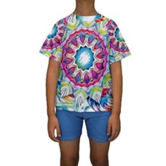 Sunshine Feeling Mandala Kids  Short Sleeve Swimwear by designworld65