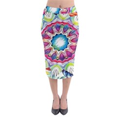 Sunshine Feeling Mandala Midi Pencil Skirt by designworld65