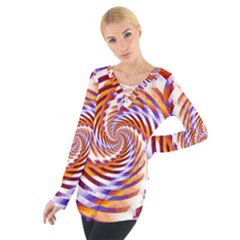 Woven Colorful Waves Tie Up Tee by designworld65