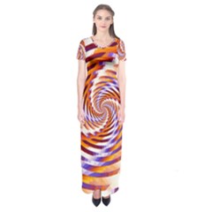 Woven Colorful Waves Short Sleeve Maxi Dress by designworld65