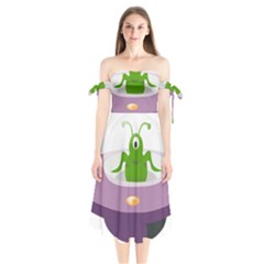 Ufo Shoulder Tie Bardot Midi Dress