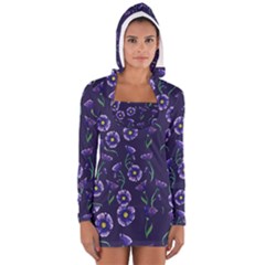 Floral Long Sleeve Hooded T-shirt