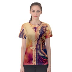 Fantasy Art Painting Magic Woman  Women s Sport Mesh Tee