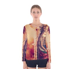 Fantasy Art Painting Magic Woman  Women s Long Sleeve Tee