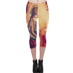 Fantasy Art Painting Magic Woman  Capri Leggings 