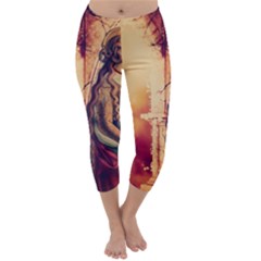 Fantasy Art Painting Magic Woman  Capri Winter Leggings 