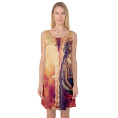 Fantasy Art Painting Magic Woman  Sleeveless Satin Nightdress