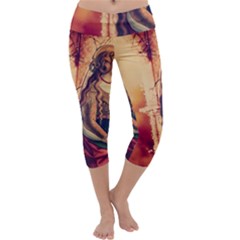 Fantasy Art Painting Magic Woman  Capri Yoga Leggings