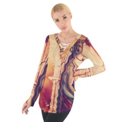 Fantasy Art Painting Magic Woman  Tie Up Tee