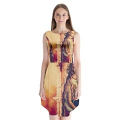 Fantasy Art Painting Magic Woman  Sleeveless Chiffon Dress  