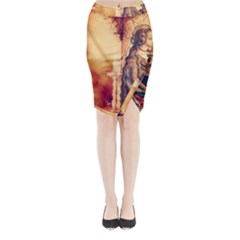 Fantasy Art Painting Magic Woman  Midi Wrap Pencil Skirt