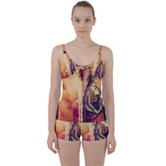 Fantasy Art Painting Magic Woman  Tie Front Two Piece Tankini