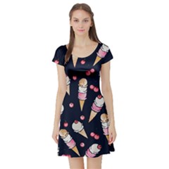 Ice Cream Lover Short Sleeve Skater Dress by BubbSnugg