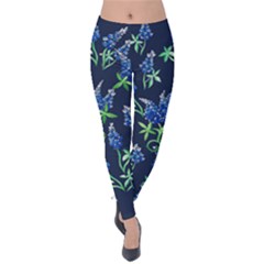 Bluebonnets Velvet Leggings by BubbSnugg