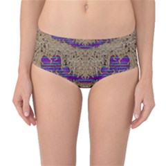 Pearl Lace And Smiles In Peacock Style Mid-Waist Bikini Bottoms