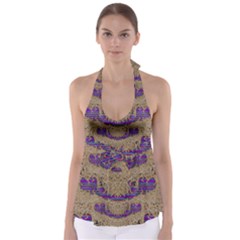 Pearl Lace And Smiles In Peacock Style Babydoll Tankini Top