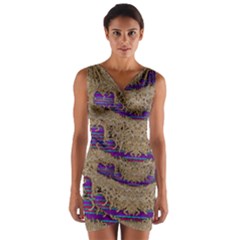Pearl Lace And Smiles In Peacock Style Wrap Front Bodycon Dress